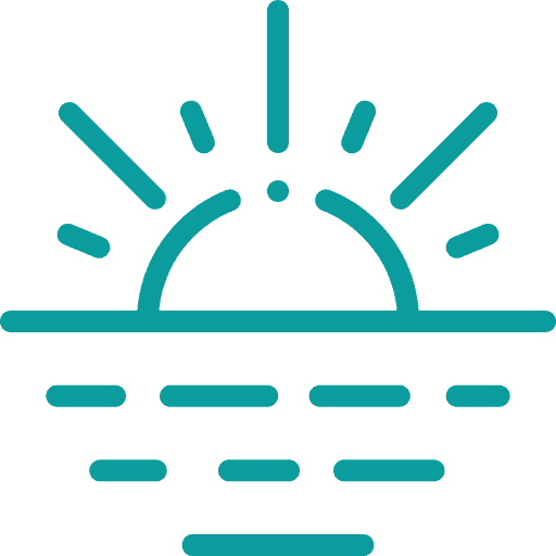 Sunset over the sea with vibrant colours and tranquil water, capturing a peaceful coastline scene.