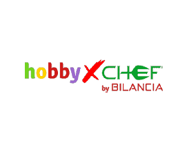 Hobby X CHEF by BILANCIA logo with colourful text on a dark background, representing culinary and hobby products brand.