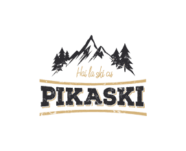 Pikasea outdoor adventure logo featuring mountains and trees, perfect for hiking, camping, and nature activities in Romania.